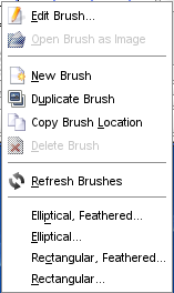 The Brushes context menu