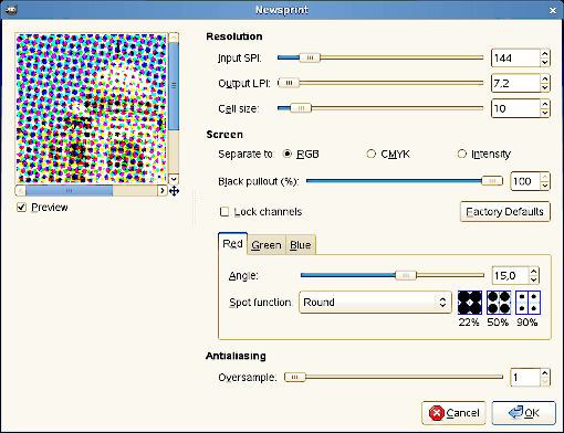 Newsprint filter options