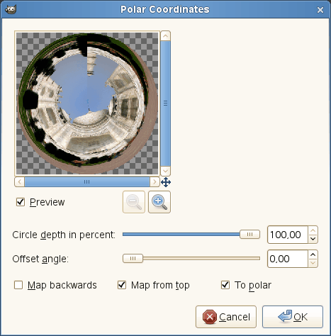 Polar Coords filter options