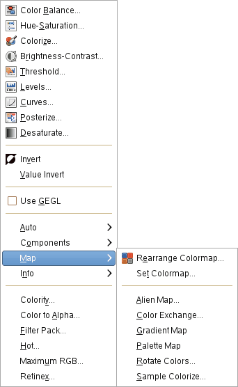 The Map submenu