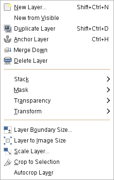 The Contents of the Layer Menu