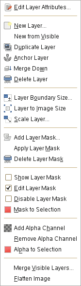 The Contents of the Layer local pop-menu