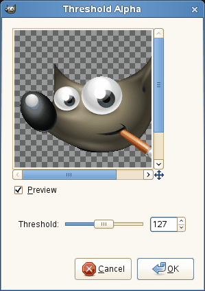 The only one option of the Threshold Alpha dialog