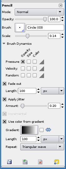 Pencil Tool options