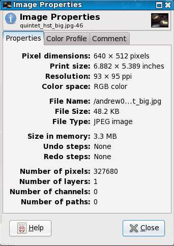 Image Properties Dialog