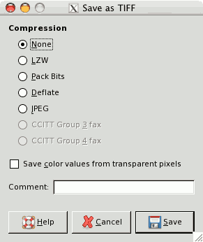 The TIFF Save dialog
